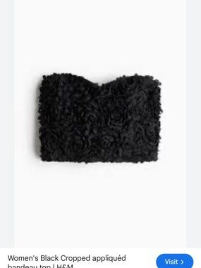 H&M Black Cropped Appliqué Bandeau Top
